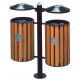 社區雙桶鋼木分類垃圾箱