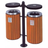 小區雙桶鋼木分類垃圾箱