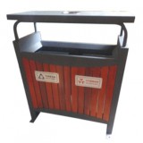 戶外社區鋼木分類垃圾桶