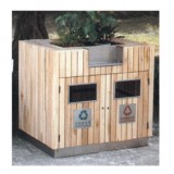 園林木制垃圾桶帶花盆