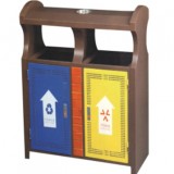 咖啡色沖孔鋼制垃圾桶