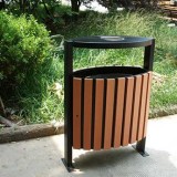 東莞虎門公園認可紅樹灣鋼木垃圾桶