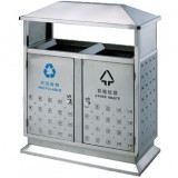 環保雙筒不銹鋼戶外街道分類垃圾桶
