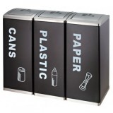 三聯翻蓋烤漆鐵皮垃圾桶