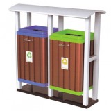 雙桶分類鋼木垃圾桶
