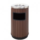 圓形戶外鋼木垃圾桶