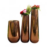 商場鏡面玫瑰金不銹鋼花盆組合