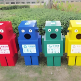 智能升級環(huán)保革命機器人造型金屬分類垃圾桶引領(lǐng)城市新時尚