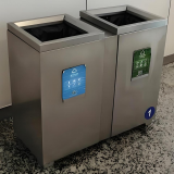 美學(xué)的實(shí)踐室內(nèi)地鐵站直投口兩分類不銹鋼垃圾桶定制