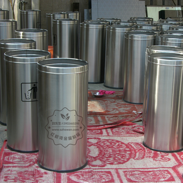 不銹鋼圓形斜口垃圾筒圖片001