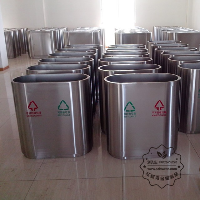 室內(nèi)不銹鋼三分類垃圾桶圖片002