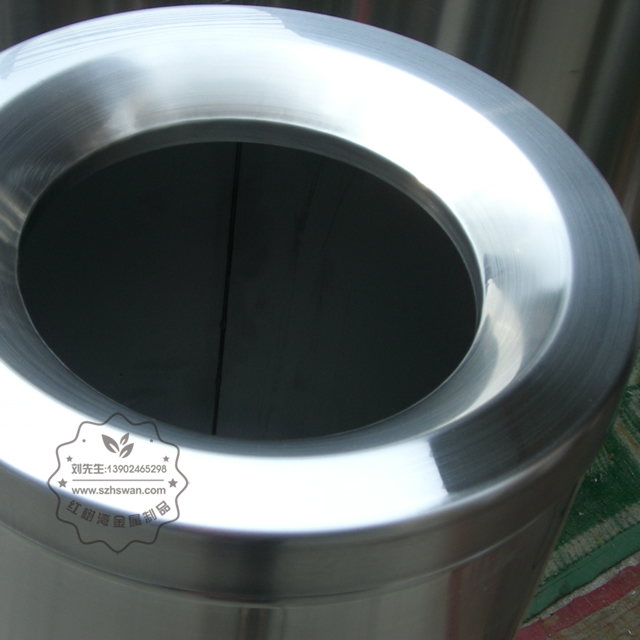 不銹鋼圓形斜口垃圾筒圖片005