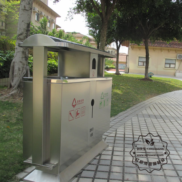 戶外不銹鋼分類垃圾箱圖片001