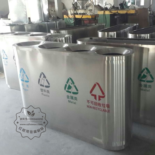 無蓋不銹鋼垃圾桶照片005