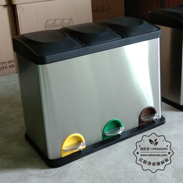 不銹鋼腳踏式垃圾桶001