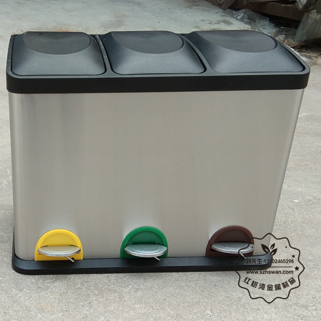 腳踏式分類不銹鋼垃圾箱圖片