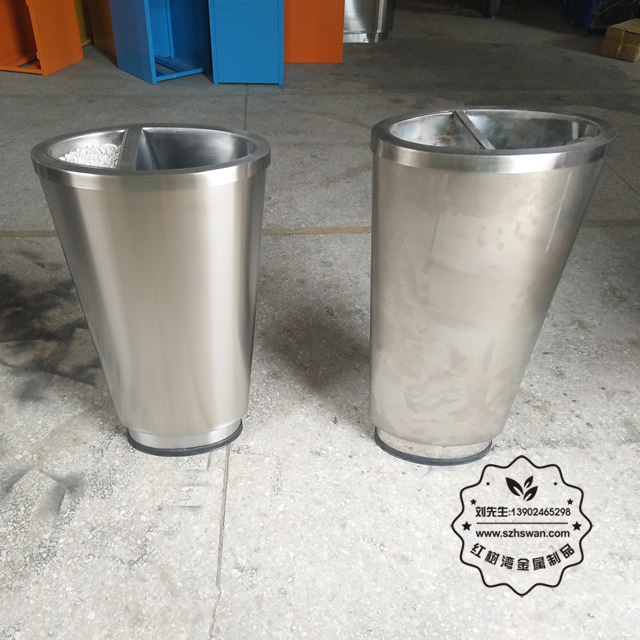 橢圓錐體不銹鋼果皮箱圖片002