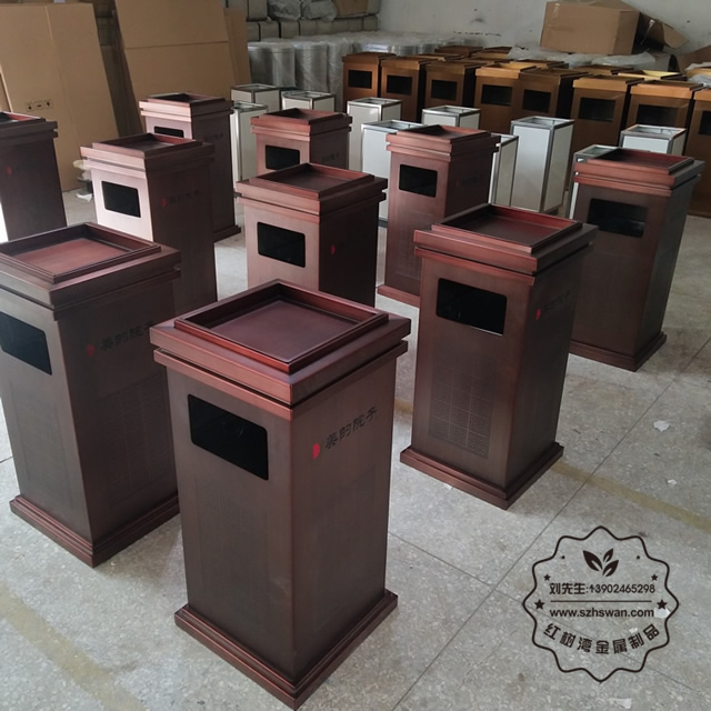 高檔小區物業室內方形不銹鋼垃圾箱02