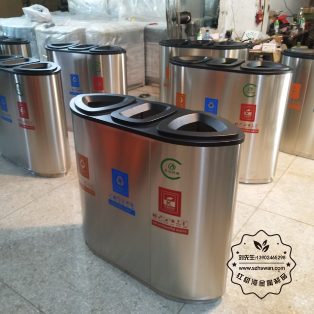 無蓋不銹鋼垃圾桶照片012