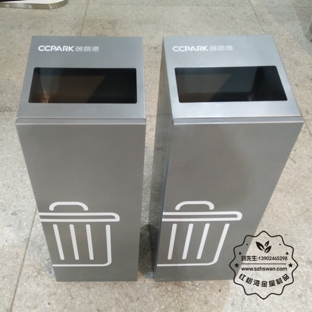 無蓋不銹鋼垃圾桶照片011