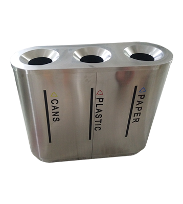 寶安機場不銹鋼三分類垃圾桶主圖