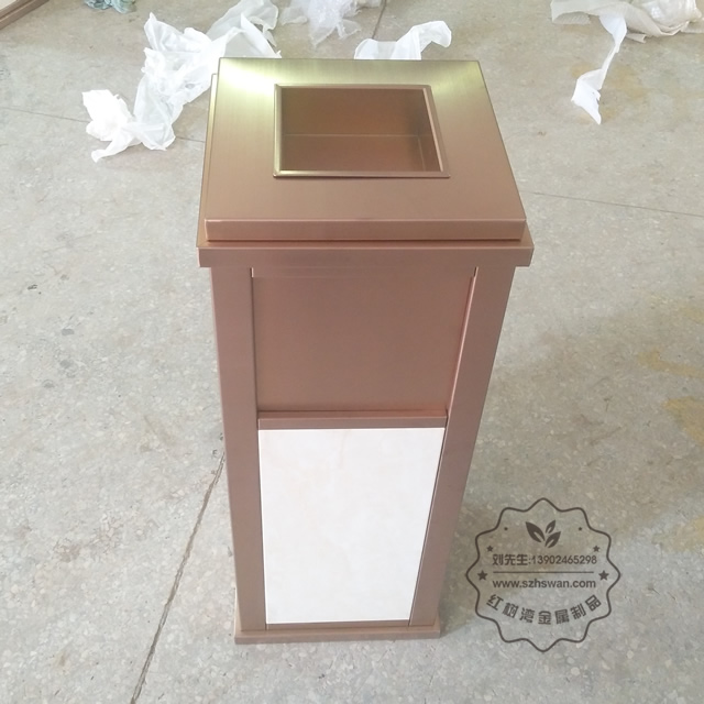 高檔公寓室內方形不銹鋼果皮箱圖片002