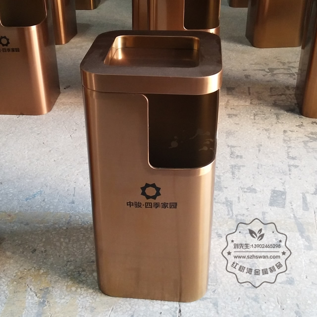 室內商場電鍍方形不銹鋼果皮箱圖片001