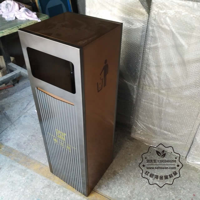 商業電鍍室內方形不銹鋼果皮箱圖片002