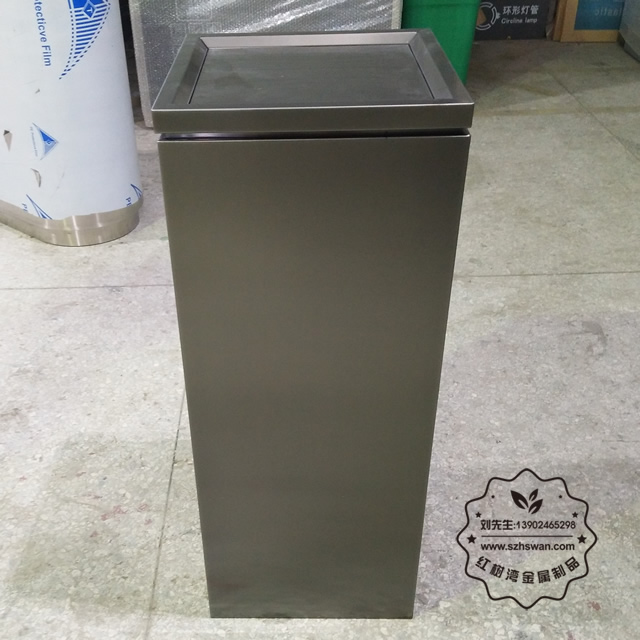 新款電鍍室內方形不銹鋼垃圾桶圖片002