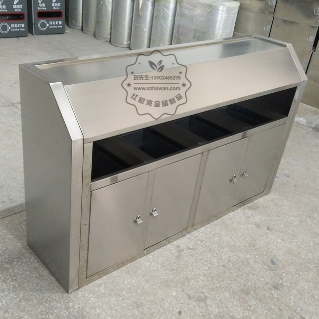 大號室外不銹鋼四分類垃圾桶圖片003