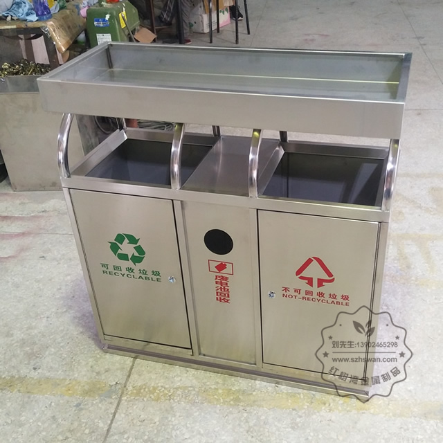 綠化養花容器花盆不銹鋼分類垃圾桶圖片002