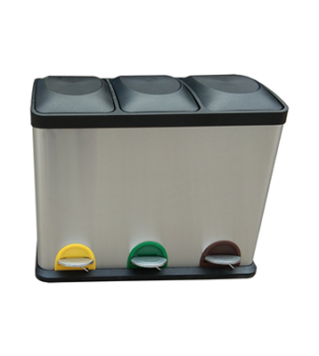 室內(nèi)客房三分類不銹鋼腳踏式垃圾桶主圖