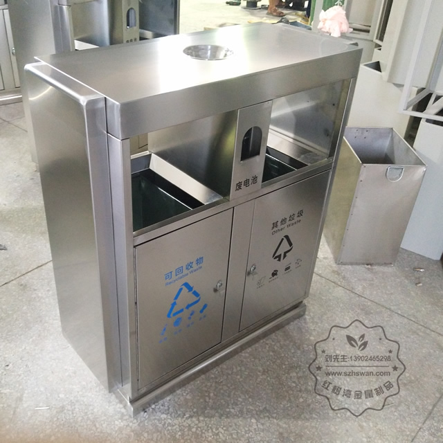 帶煙灰柱環(huán)保不銹鋼分類垃圾桶