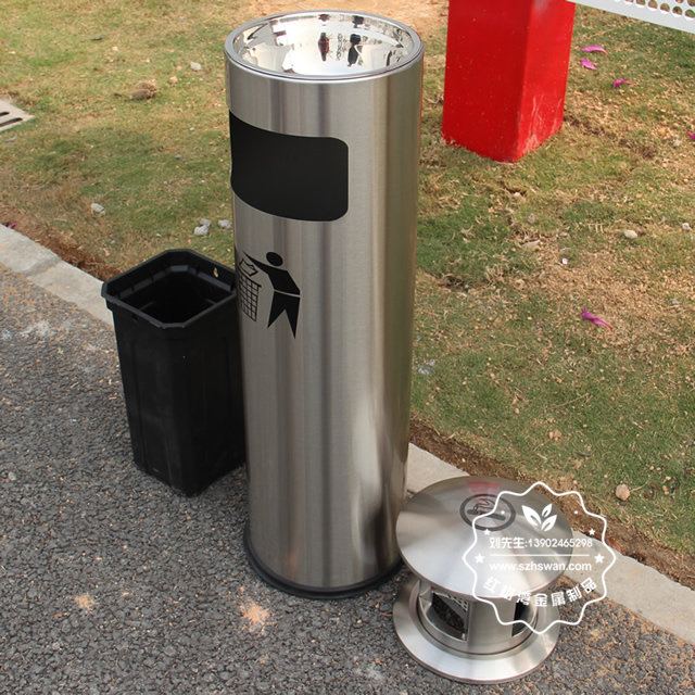 圓柱形不銹鋼煙灰垃圾桶圖片002