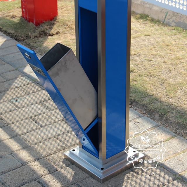 創意室外方形不銹鋼煙灰柱圖片003