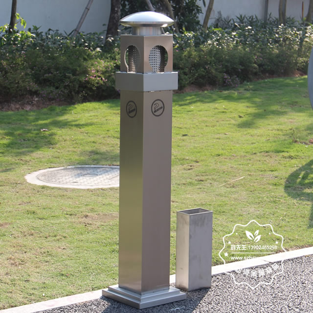 高鐵站戶外方形不銹鋼煙蒂柱005