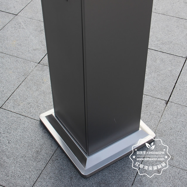 戶外方形不銹鋼滅煙柱垃圾桶圖片007