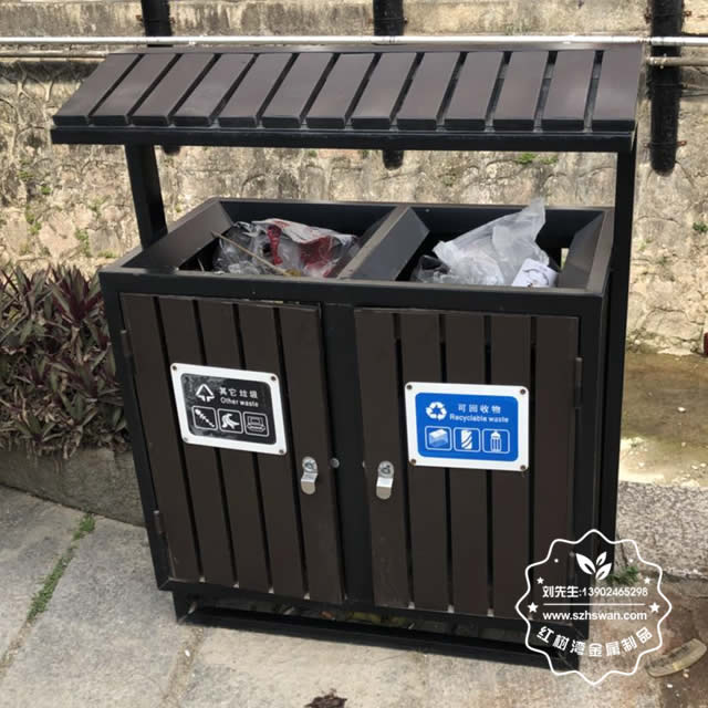 公園鋼木成品垃圾桶