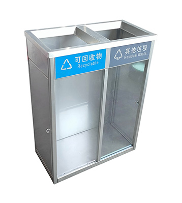 室內(nèi)地鐵防爆透明不銹鋼分類垃圾桶