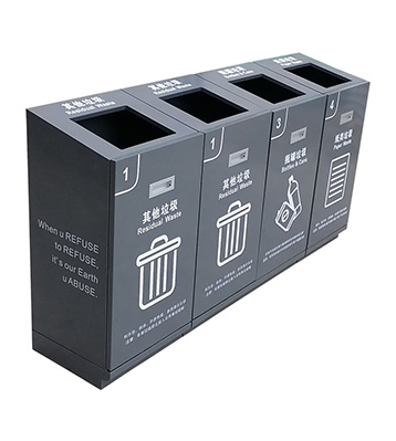 室內(nèi)購物商場商用滑軌不銹鋼分類垃圾桶主圖