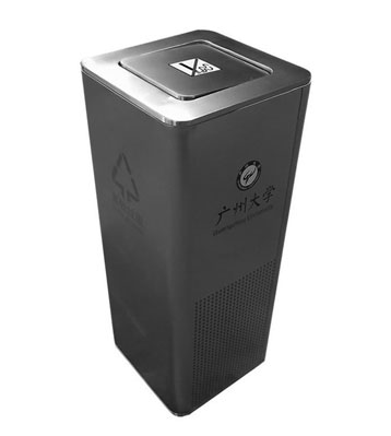 廣州大學(xué)室內(nèi)方形不銹鋼分類垃圾桶