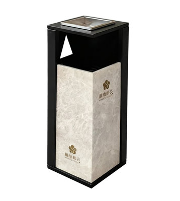 西藏室內酒店大理石紋不銹鋼垃圾桶主圖