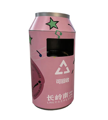 廣場分類烤漆鐵皮垃圾桶