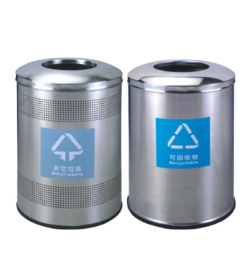 室內(nèi)沖孔圓柱形不銹鋼垃圾桶