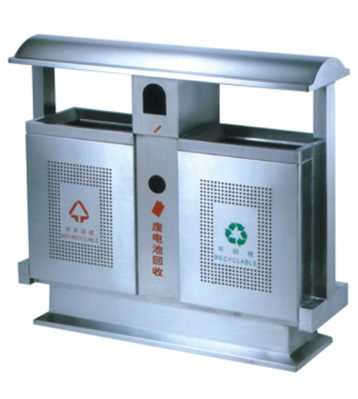 雙筒戶外環保不銹鋼分類垃圾箱