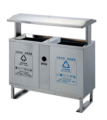 戶外分類不銹鋼方形垃圾桶