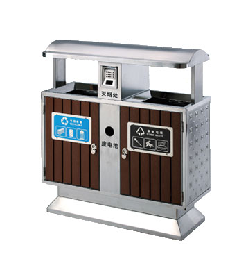 廣場環(huán)保鋼木垃圾桶