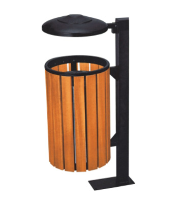 街道戶外鋼木垃圾桶