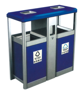 銀藍分類環保鋼制垃圾桶