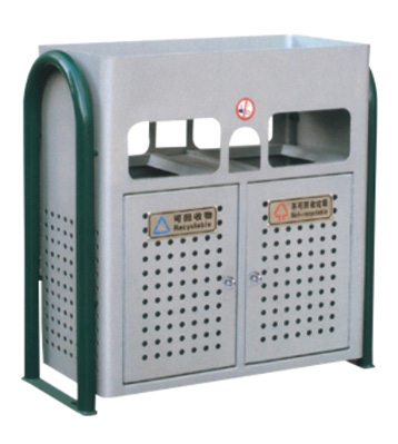 帶花盆小區分類鋼制垃圾箱
